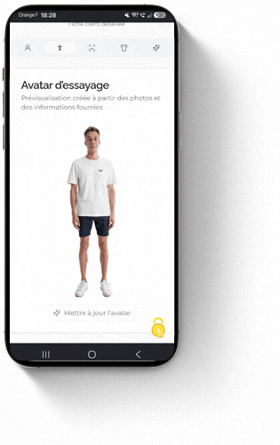 Aperçu lookbook digital avec avatar personnalisé via une application privée sur votre téléphone