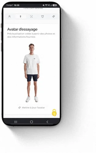 Aperçu lookbook digital avec avatar personnalisé via une application privée sur votre téléphone